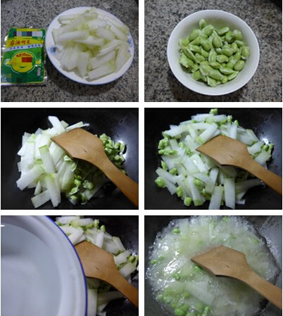 榨菜丝毛豆煮冬瓜做法步骤1-2