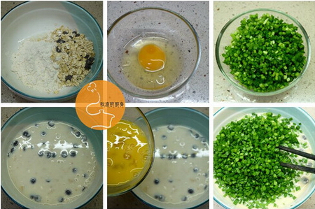 韭菜燕麦鸡蛋饼步骤1-6
