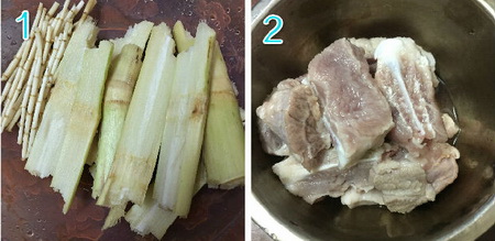 竹蔗茅根骨头汤步骤1-2