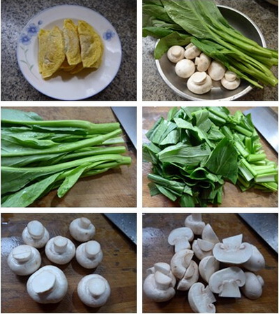 蘑菇油菜蕻煮蛋饺步骤1-3