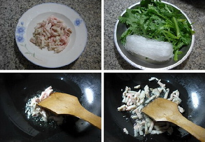 猪肉粉丝煮蒿菜步骤1-2