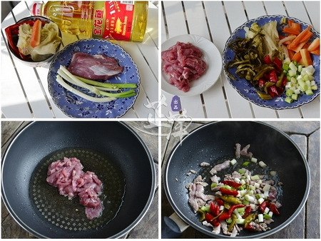 杂泡菜炒肉步骤1-4
