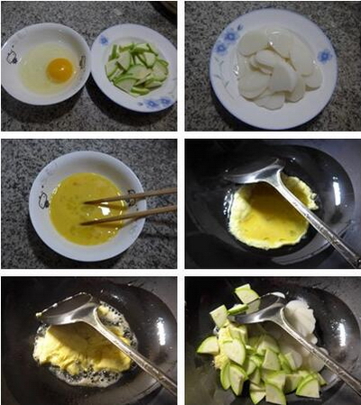 西葫芦鸡蛋年糕汤步骤1-3