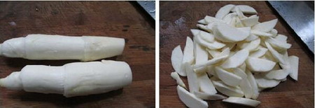 雪菜茭白煮鸭血的做法步骤3
