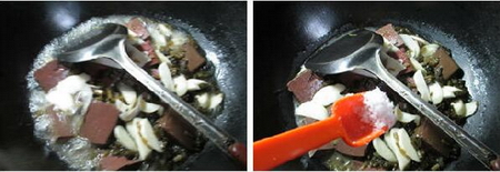 雪菜茭白煮鸭血的做法步骤7