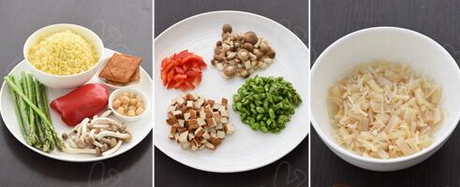 干贝芦笋炒小米饭的做法步骤1-2