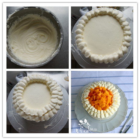 自制芒果奶油蛋糕的做法步骤9-12