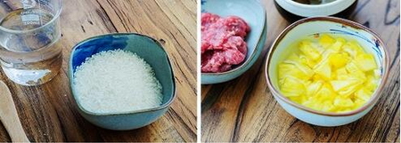 肉丸果味米粥的做法步骤1-2