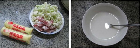 咸肉花菜豆腐羹的做法步骤1
