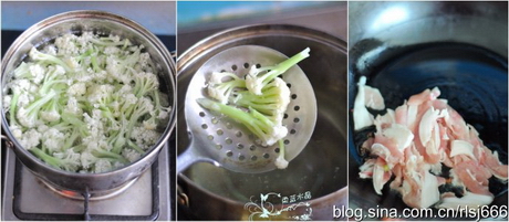 干锅有机菜花的做法步骤1-3