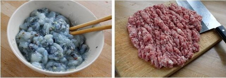 猪肉白菜虾仁煎饺的做法步骤1-2