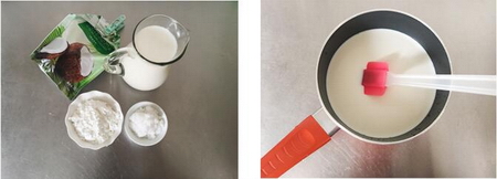 椰丝牛奶小方的做法步骤1-2
