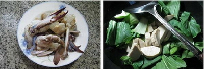 青菜圆素鸡煮螃蟹的做法步骤3