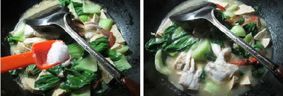 青菜圆素鸡煮螃蟹的做法步骤7