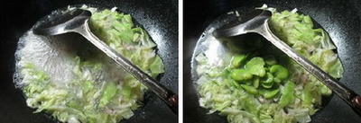 肉丝圆白菜蚕豆羹的做法步骤5