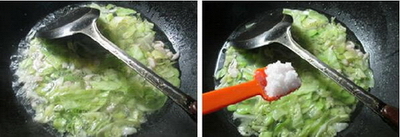 肉丝圆白菜蚕豆羹的做法步骤6