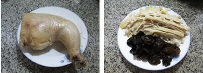 黑木耳羊尾笋鸡腿汤的做法步骤1