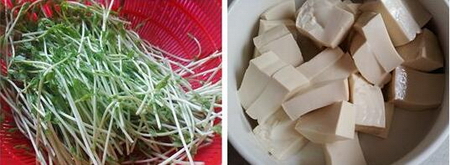 龙须苗豆腐汤的做法步骤1