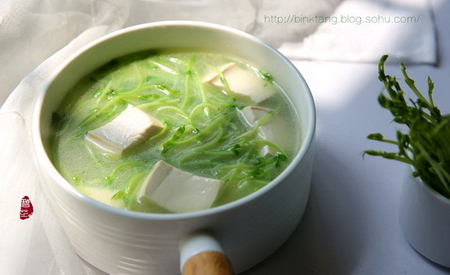 龙须苗豆腐汤的做法