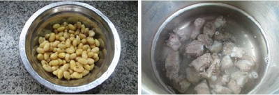 青菜黄豆排骨大米粥的做法步骤2