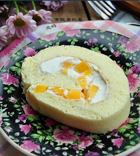 黄桃奶油蛋糕卷的做法
