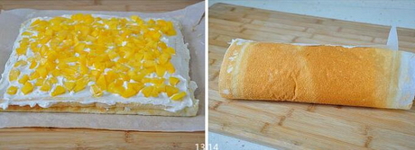 黄桃奶油蛋糕卷的做法步骤13-14