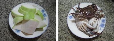 螃蟹煮蒲瓜的做法步骤1