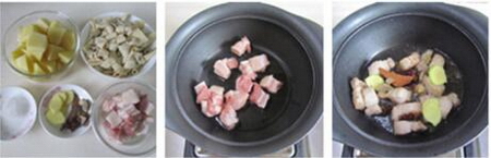 土豆千张结烧肉的做法步骤1-3
