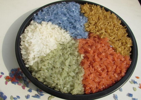 五色花米饭的做法
