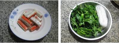 蟹肉棒菠菜粉丝汤的做法步骤1