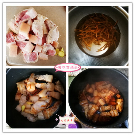 黄花菜烧肉的做法步骤1-4
