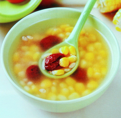松子鲜玉米甜汤的做法