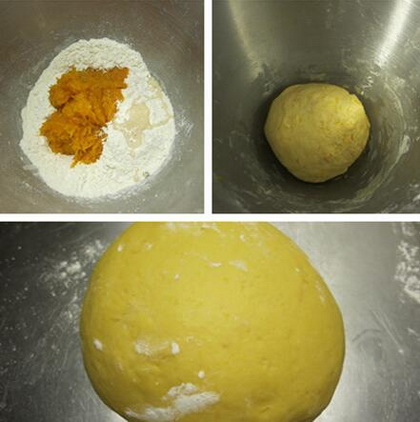 南瓜香豆子扭扭卷的做法步骤2