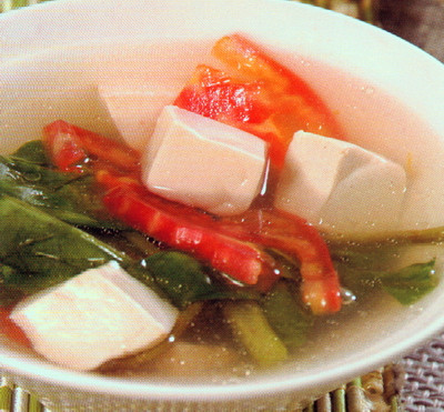 青菜豆腐茄片汤的做法